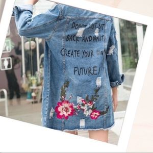 Bershka Create your own Future longline Denim Jacket